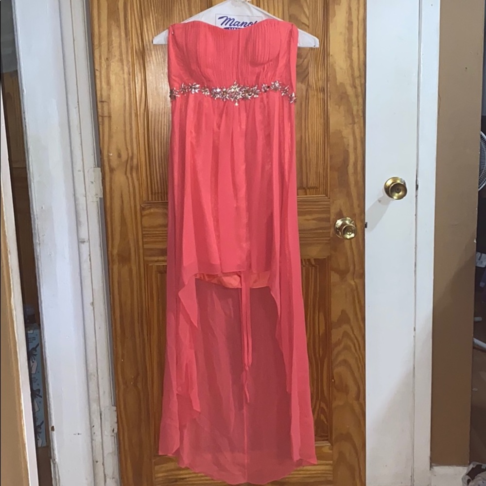 Pink girl high low dress with scarf shawl